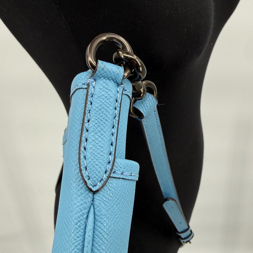 Coach Kitt Messenger Bag Blue Crossgrain Leather Women's Crossbody - Picture 11 of 11